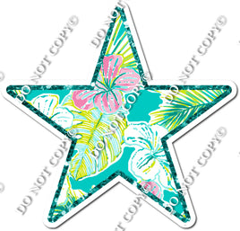Teal Floral Star