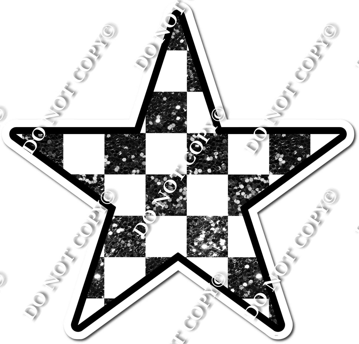 Sparkle Black & White Checker Star| Sign Swag USA