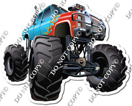 Monster Truck - Blue w Red Flames w/ Variants