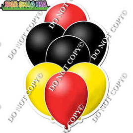 Flat Red, Black, Yellow Balloon Bundle