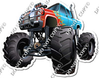 Monster Truck - Blue w Red Flames w/ Variants