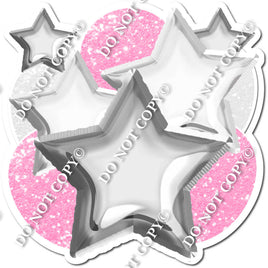 Silver, White, Baby Pink Balloon & Star Bundle