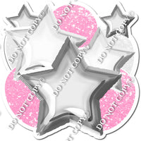 Silver, White, Baby Pink Balloon & Star Bundle