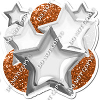 Silver, White, Orange Balloon & Star Bundle