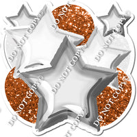 Silver, White, Orange Balloon & Star Bundle