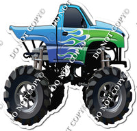 Monster Truck - Blue with Green Flames w/ Variants