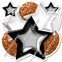 Black, White, Orange Balloon & Star Bundle