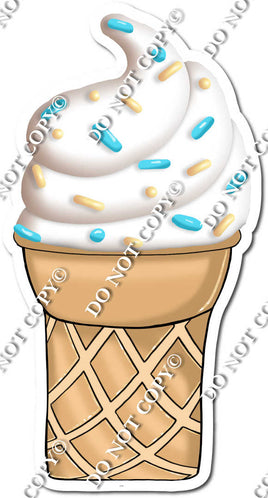 Ice Cream Cone - White with Blue Sprinkles w/ Variants