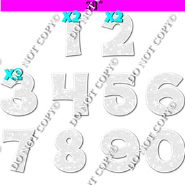 30" - 13 pc XL KG White Sparkle - 0-9 Number Set