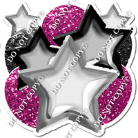 Silver, Black, Hot Pink Balloon & Star Bundle