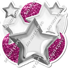 Silver, White, Hot Pink Balloon & Star Bundle