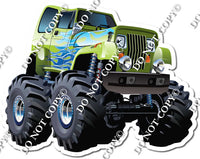 Monster Truck - Green with Blue Flames w/ Variants