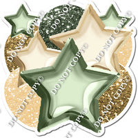 Sage, Champagne, Gold Balloon & Star Bundle