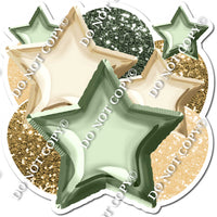 Sage, Champagne, Gold Balloon & Star Bundle