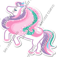 Pink & Teal Unicorn Standing on Back Feet w/ Variants