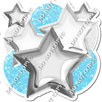 Silver & Baby Blue Balloon & Star Bundle