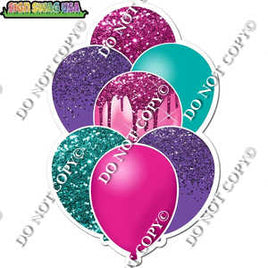Hot Pink, Purple, Teal Balloon Bundle