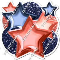 Coral & Navy Blue Balloon & Star Bundle