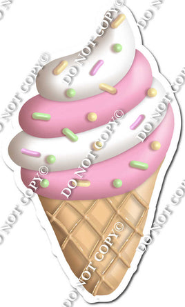 Ice Cream Cone - Pink & White Swirl w/ Variants