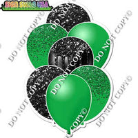 Green & Black Balloon Bundle Yard Cards