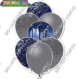 Silver & Navy Blue Balloon Bundle