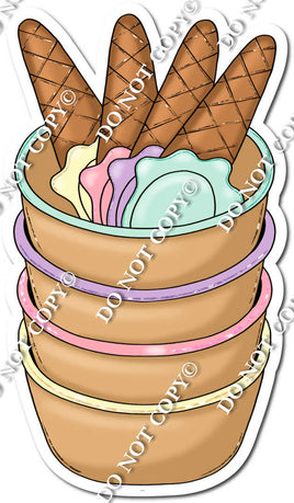 Stacks of Ice Cream Bowls w/ Variants