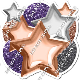 Rose Gold, Silver, Purple Balloon & Star Bundle