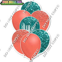 Coral & Teal Balloon Bundle Yard Cards