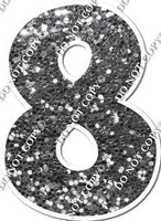 30" - XL KG Individual Silver Sparkle Numbers