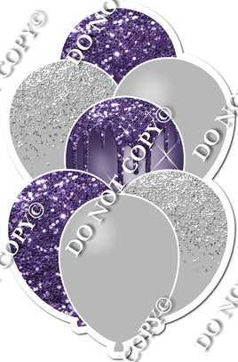 Light Silver & Purple Sparkle Balloon Bundle