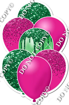 Hot Pink & Green Sparkle Balloon Bundle