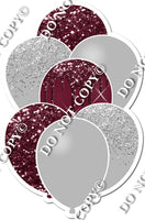 Light Silver & Burgundy Sparkle Balloon Bundle