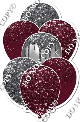 Burgundy & Silver Sparkle Balloon Bundle