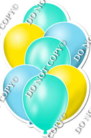 Flat Yellow, Turquoise & Baby Blue Balloon Bundle