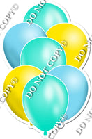 Flat Yellow, Turquoise & Baby Blue Balloon Bundle