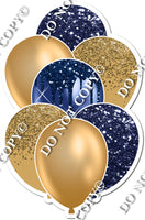 Gold & Navy Blue Sparkle Balloon Bundle