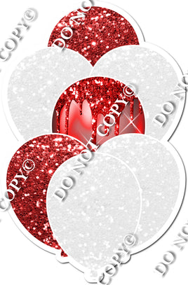 White & Red Sparkle Balloon Bundle