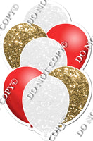 White, Gold & Red Balloon Bundle