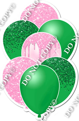 Green & Baby Pink Sparkle Balloon Bundle