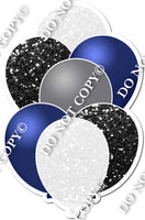 White, Navy Blue & Black Balloon Bundle