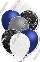 White, Navy Blue & Black Balloon Bundle