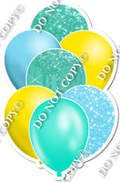 Yellow, Turquoise, & Baby Blue Sparkle Balloon Bundle