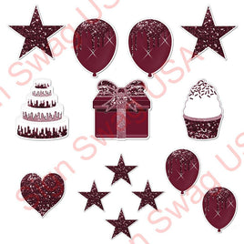 14 pc - Flair Set - Burgundy Sparkle