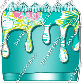 Teal Floral - Split Cake