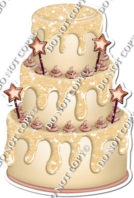 Champagne Cake with Rose Gold Stars & Dollops