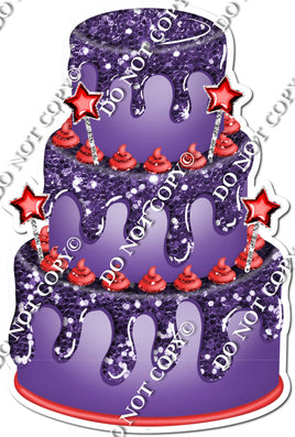 Purple Cake with Red Stars & Dollops
