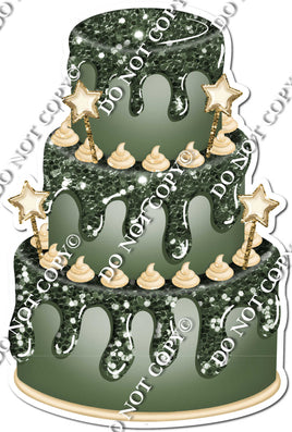 Sage Cake with Champagne Stars & Dollops