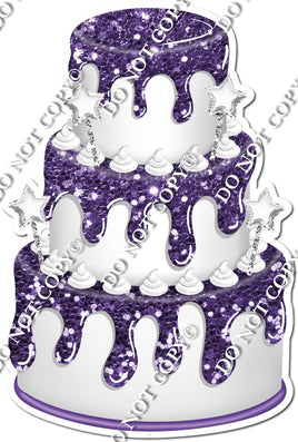 White Cake with Purple Drip