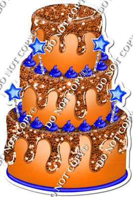 Orange Cake with Blue Stars & Dollops