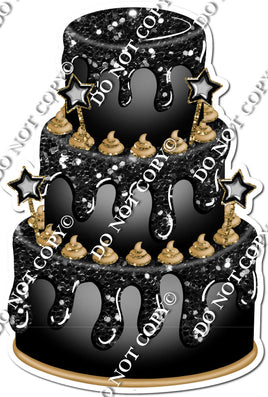 Black Cake with Black Stars, Gold Dollops